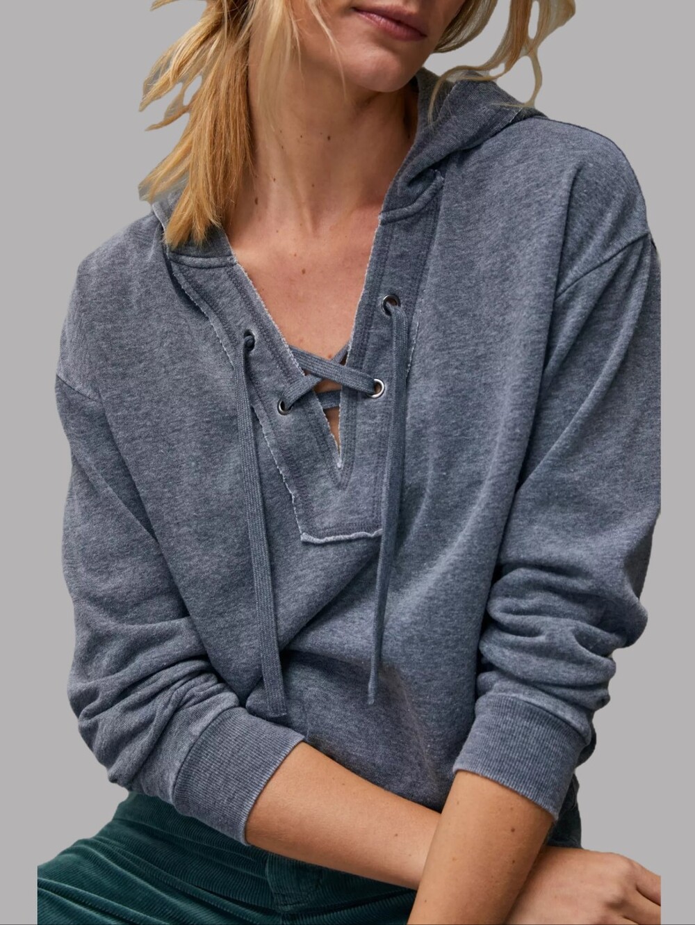 Jennifer Lace-Up Hoodie by 21 Main